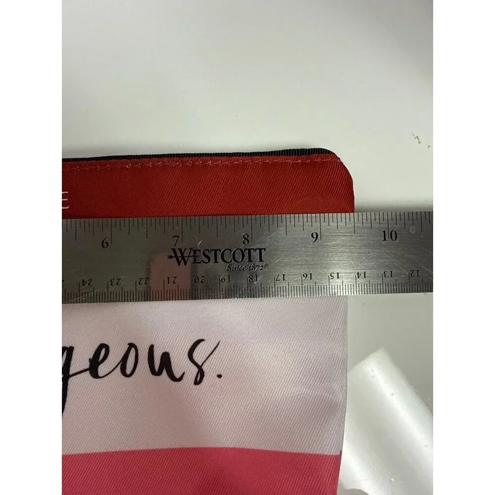 Clinique X Kate Spade Hello Gorgeous Cosmetic Bag Stripe Make Up Travel New
